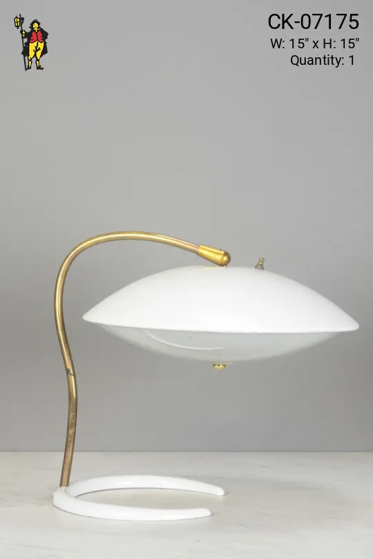 Mid Century White & Brass Desk Lamp