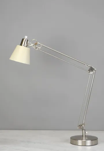 Silver Adjustable Desk Lamp w/Beige Shade