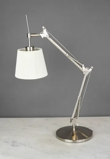 Nickel Fabric Shaded Desk Lamp