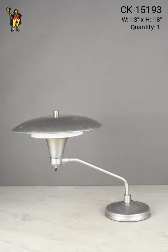 Nickel Mid Century Metal Shaded Desk Lamp