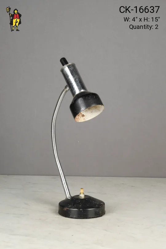 Distressed Black & Nickel Gooseneck Desk Lamp