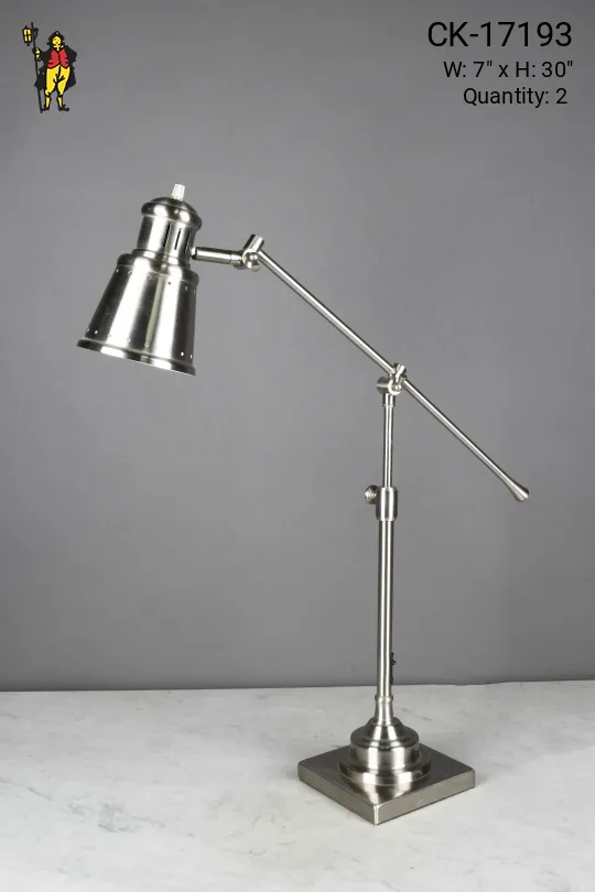 Nickel Metal Shaded Desk Lamp