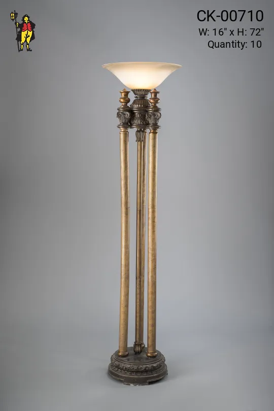 Gothic Brass & Bronze Tripod Torchiere