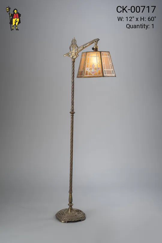 Bridge Floor Lamp w/Amber Mica Lampshade