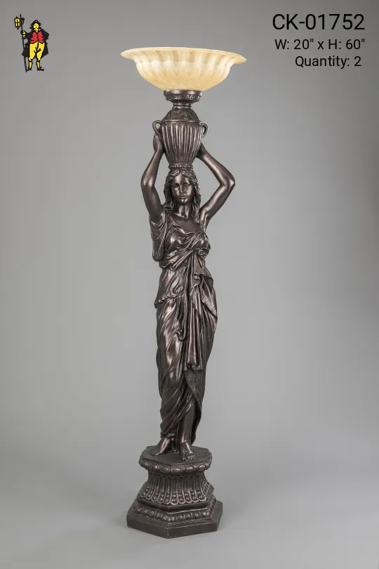 Art Nouveau Bronze Statue Torchère
