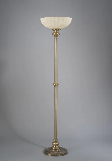 Glass Shaded Brass Torchiere