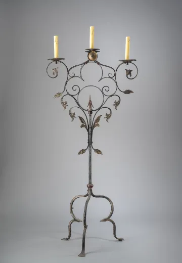 Three Candle Non-Electric Iron Candelabra