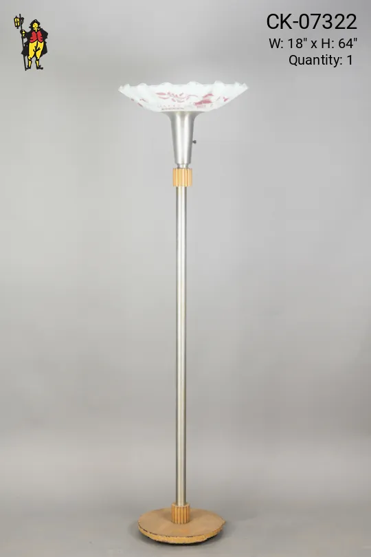 Nickel & Wood Finished Torchiere