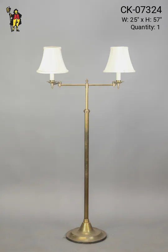Adjustable Two Candle Brass Floor Lamp