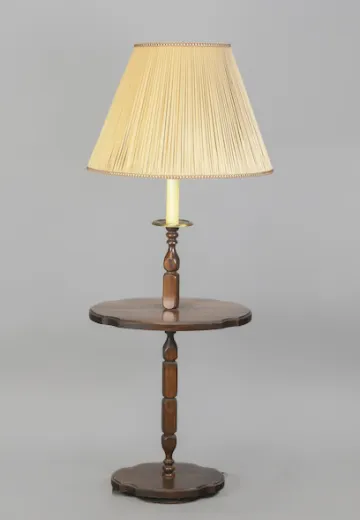 Wooden Floor Lamp w/Surrounding Wooden Table