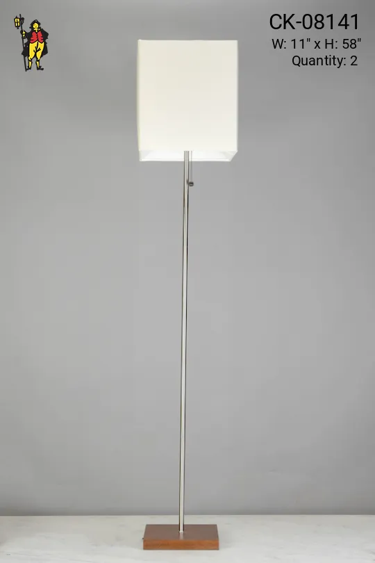 Modern Silver Floor Lamp w/Wooden Base
