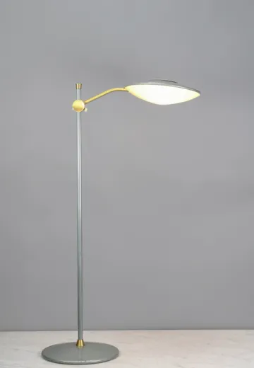 Green & Brass Adjustable Mid Century Floor Lamp