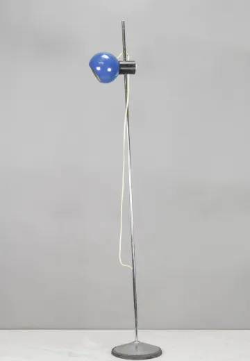 Blue Metal Shaded Adjustable Sliding Floor Lamp