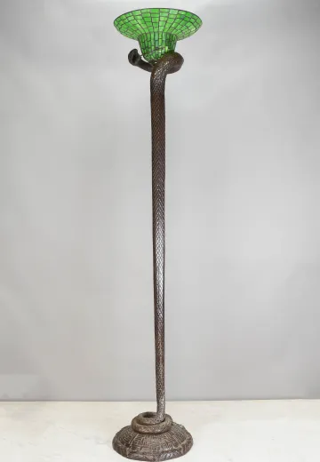 Bronze Art Nouveau Snake Floor Lamp