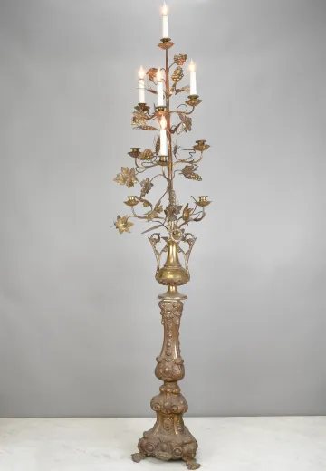 Five Candle Floral Standing Cadelabra