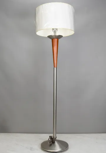 Nickel & Wood Floor Lamp