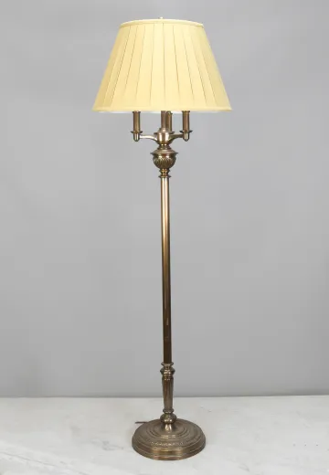 Three Candle Antique Brass Floor Lamp