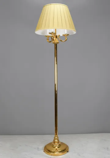 Polished Brass Three Candle Floor Lamp