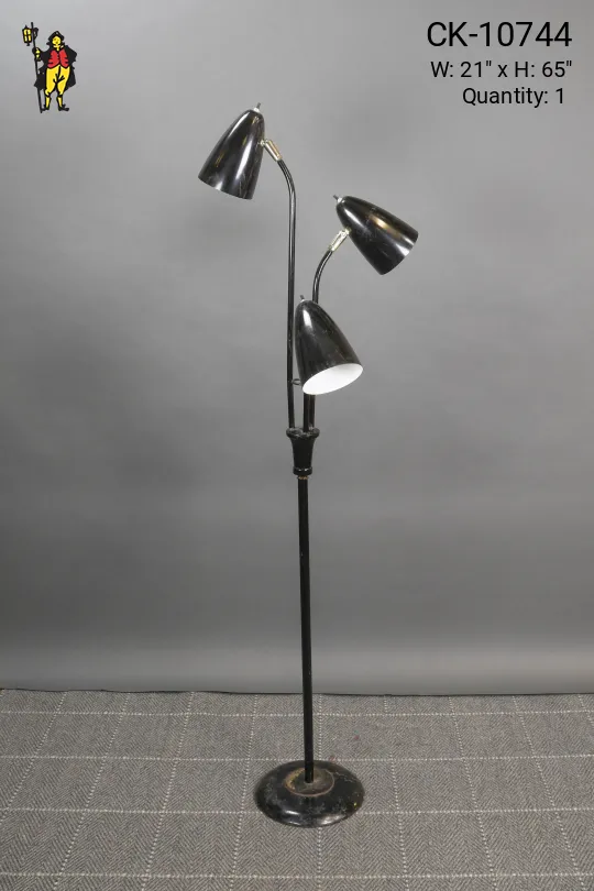 Black Three Light Bullet Reflector Floor Lamp
