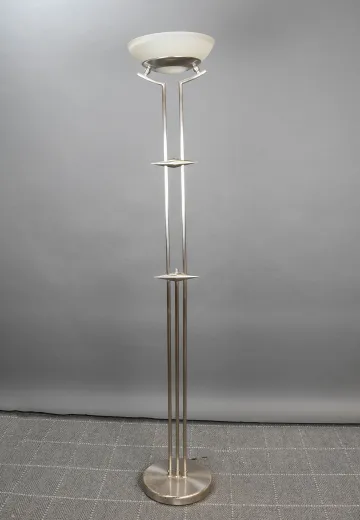 Polished Nickel Tall Modern Torchiere