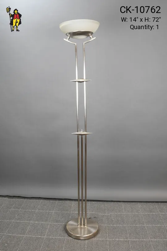 Polished Nickel Tall Modern Torchiere
