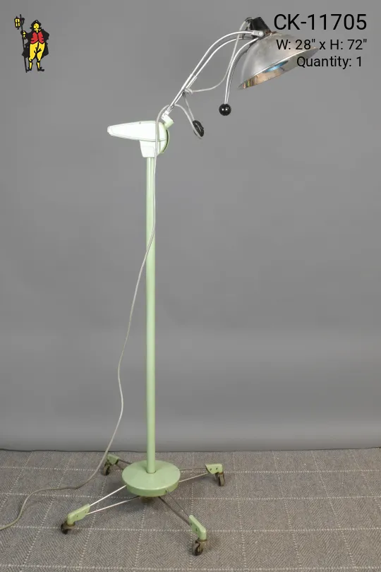 Green Rolling Vintage Medical Floor Lamp