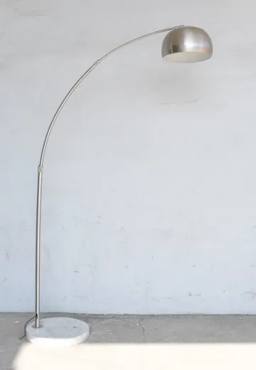 Modern Nickel Arc Floor Lamp w/Marble Base