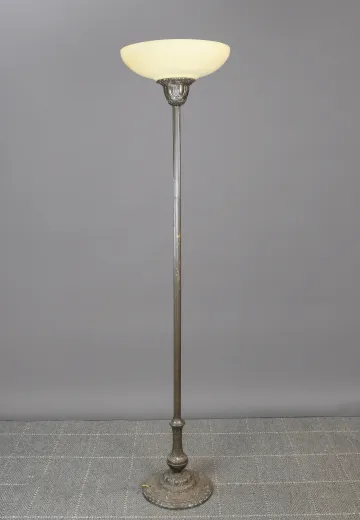 Old Gothic Glass Shaded Torchiere