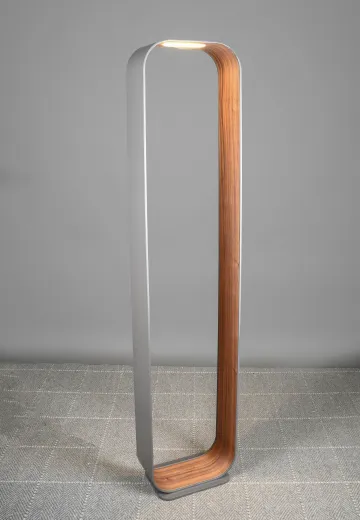 Matte Gray & Wooden LED Floor Lamp
