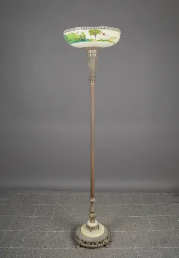 Antique Brass & Marble Torchiere