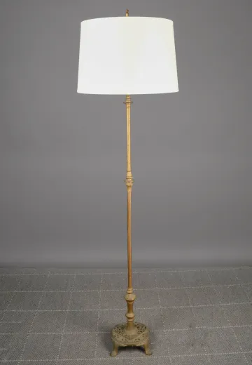 Footed Brass Pole Floor Lamp