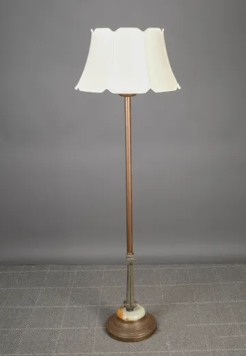 Antique Brass & Marble Pole Floor Lamp