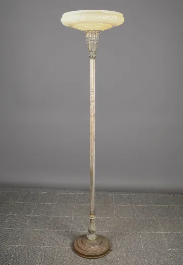 Distressed Antique Brass Torchiere