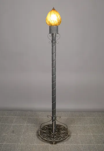 Medieval Iron Single Flame Standing Floor Lamp