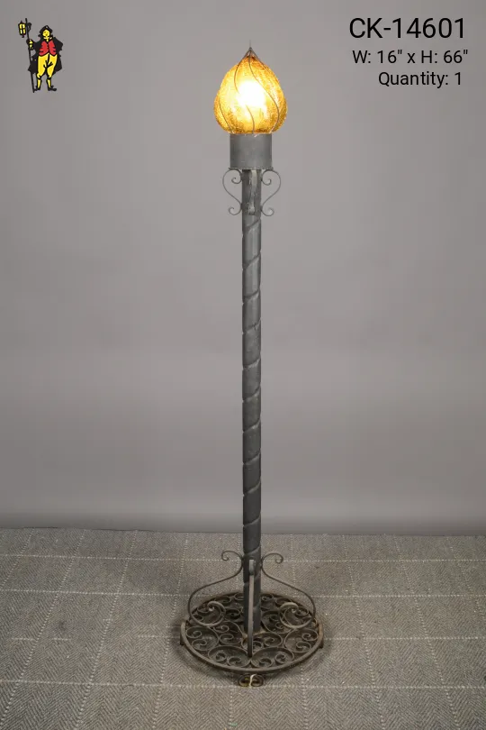 Medieval Iron Single Flame Standing Floor Lamp