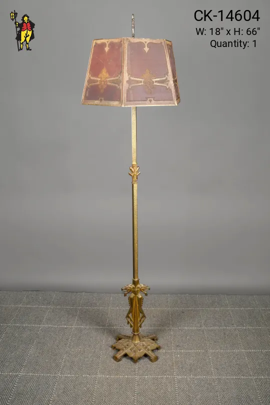 Mica Shaded Art Deco Footed Floor Lamp