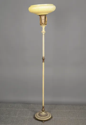 Painted White & Brass Torchiere