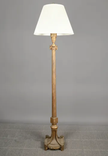 Wooden Footed Floor Lamp (Missing Piece of Base)