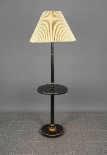 Black Wooden Table Lamp w/Black Wooden Table