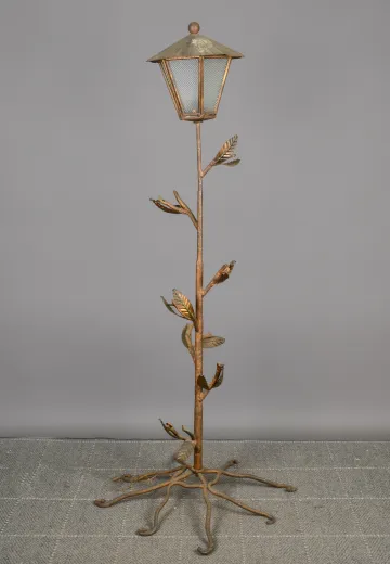 Distressed Bronze Floral Single Lantern Floor Lamp