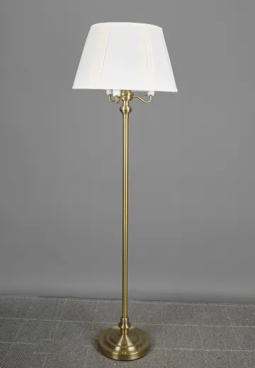 Four Light Three Candle Brass Floor Lamp