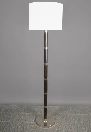 Wood & Chrome Modern Floor Lamp