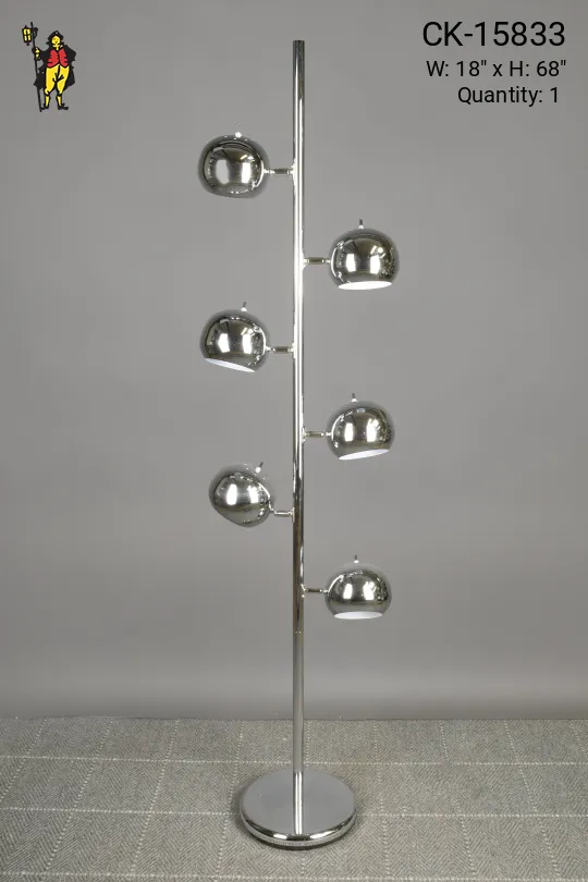Chrome Six Light Directional Mid Century Modern Floor Lamp