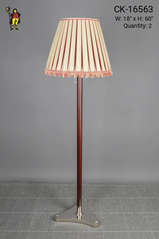 Wooden & Nickel Base Pole Floor Lamp