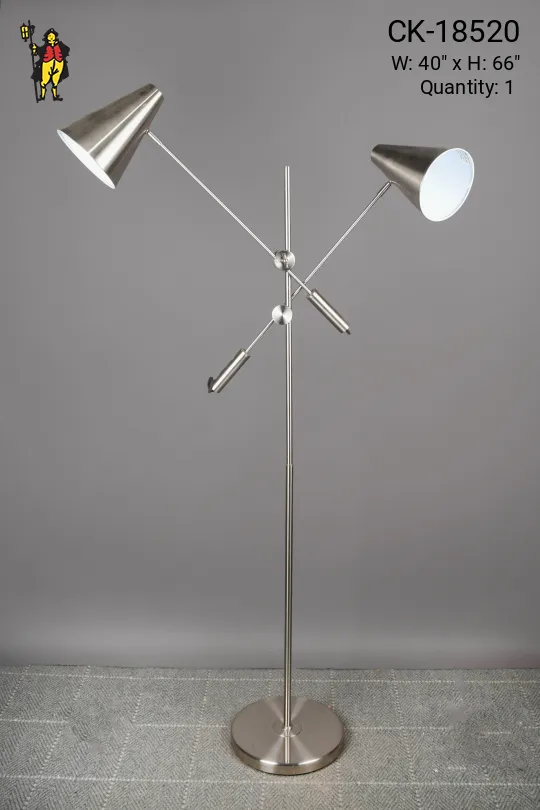 Nickel Two Light Directional Adjustable Floor Lamp
