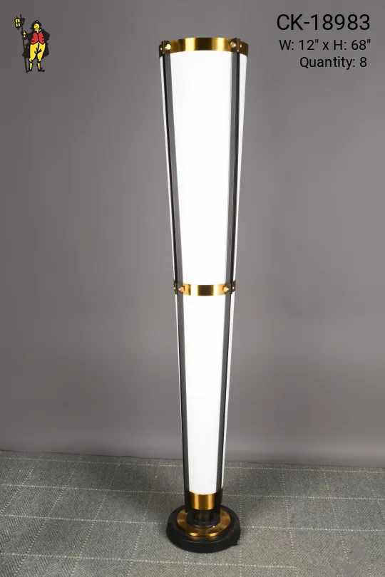 Fabric Shaded Brass & Black Torchiere