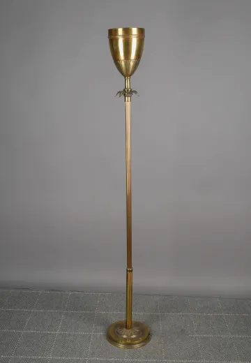 Brass Metal Shaded Traditional Torchiere