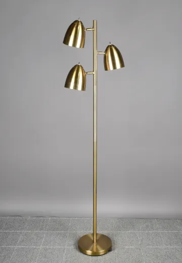 Brass Three Light Directional Floor Lamp