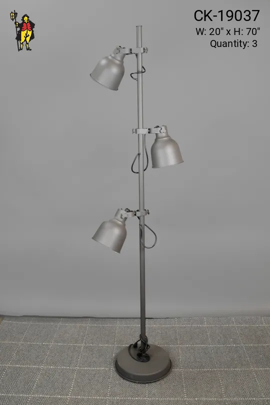 Gray Fully Adjustable Three Light Directional Floor Lamp