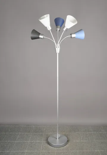 Modern Five Light Gooseneck Plastic Shaded Floor Lamp